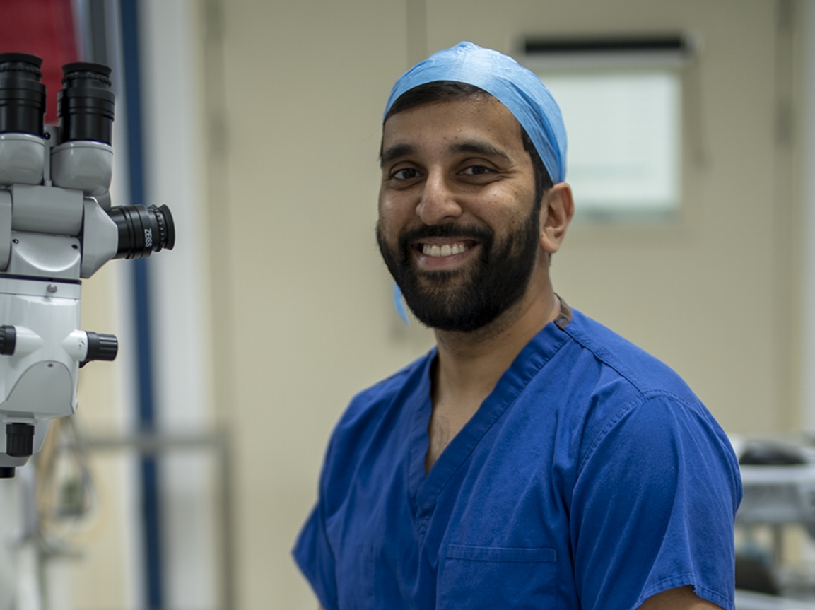 Mr Garg in the operating theatre at a teaching hospital